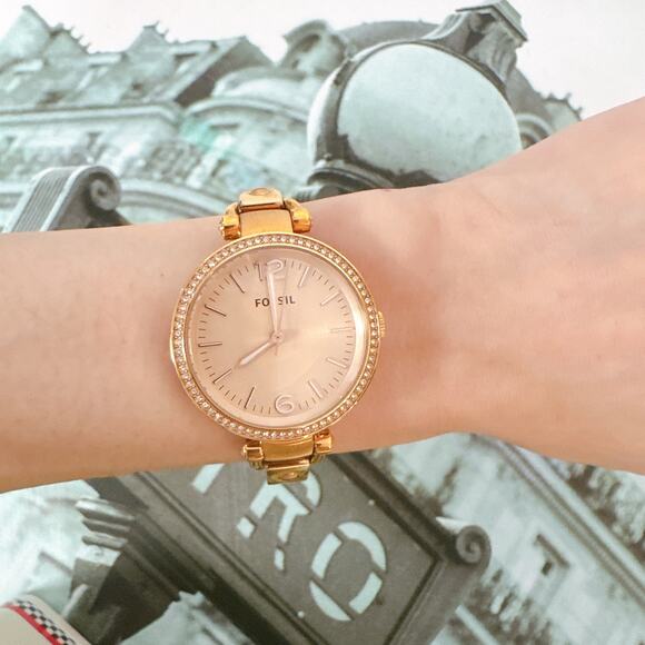 Elegant Fossil ES3266 Ladies Rose Gold Tone Open Link Bracelet Watch main image 5